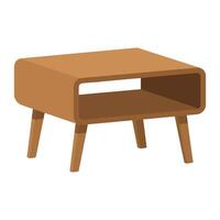 Minimalist Wooden End Table Illustration isolated on white background vector