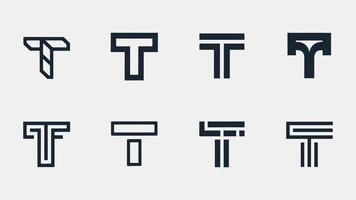 a set of different types of T letter and symbols vector