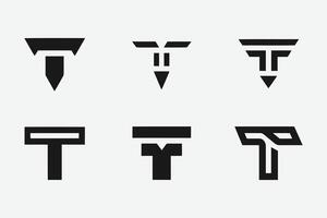 the letter t is shown in different shapes vector