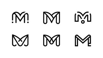 the letter m in different styles on white background vector