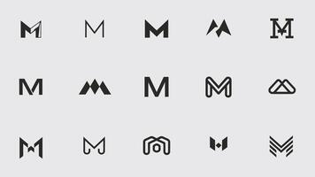 Collection of modern initial letter M logos on white background vector