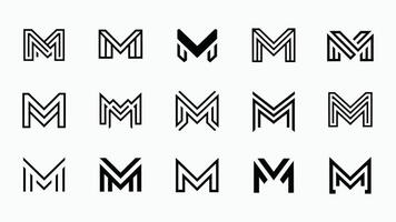 the letter m in different styles vector
