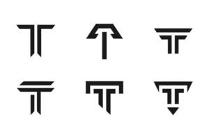 six different types of T letters that are made up of arrows vector