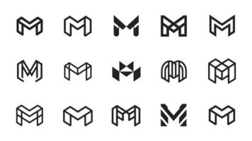 the letter m in various shapes and sizes vector