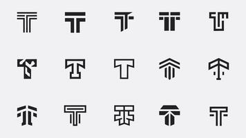 a set of different types of letter T symbols vector