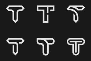the letter t in different shapes vector