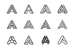 Collection of minimalist initial letter A logos on white background vector