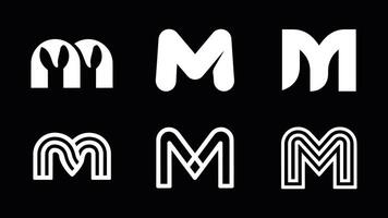 the letters m and m are shown in white on a black background vector
