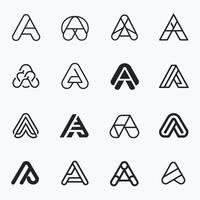 Collection of modern minimalist initial letter A logos on solid white background vector