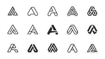 a set of A letters in different shapes vector