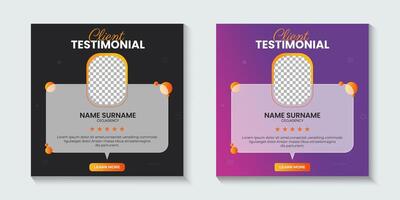 Client service feedback or customer testimonial social media post or web banner ad template. Customer service feedback review social media post or web banner ad templates. vector