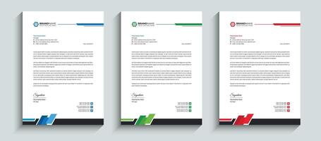 Minimal Simple and Clean business letterhead design template. Abstract Professional company letterhead Layout template design with red, blue, and green colors. vector