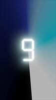 Vertical LCD Countdown Numbers from 10 to 1 on Blue And Black Background video