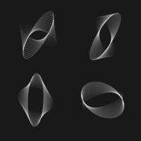 Trendy retro futuristic holographic lines elements collection design vector
