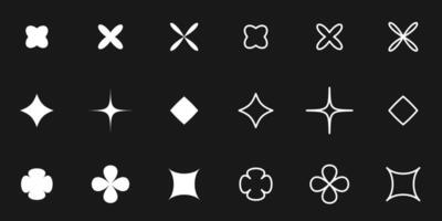 Blinking stars, flower,sparks and sparkles set. Abstract shapes collection. illustration vector