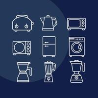 home appliances set of icons vector