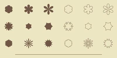 Retro futuristic Y2k sparkle collection. Set of star shapes. Abstract sign design. vector