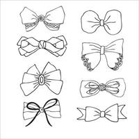 outline set of endless bows, doodle, hand drawn. vector