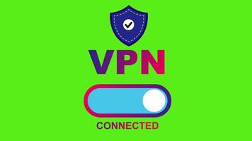 VPN Connected Privacy Protection Shield colorful Green Screen Animation. Website browser unblock technology Virtual Private Network Secure Internet Connection online Cyber Security concept. video