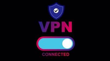VPN Connected Privacy Protection colorful Shield Alpha Channel Animation. Website browser unblock technology Virtual Private Network Secure Internet Connection online Cyber Security concept. video