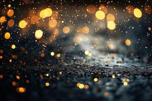 white and fire silver bokeh on a black background, bokeh abstract background, modern technological abstract background. white Christmas background, photo
