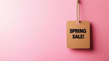 A tag that says Spring Sale on a pink photo