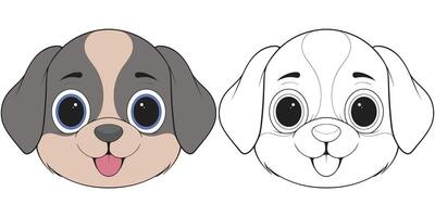 two cartoon dog faces, one with a big nose and one with a small nose vector