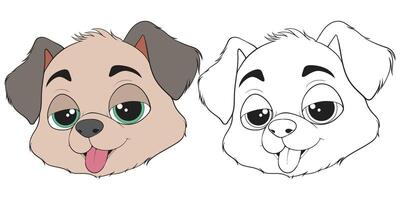 two cartoon dog faces with different expressions vector