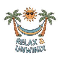 Relax and Unwind T Shirt Design Hammock in Tree vector