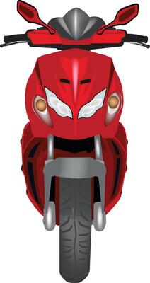 A red motorcycle on a white background