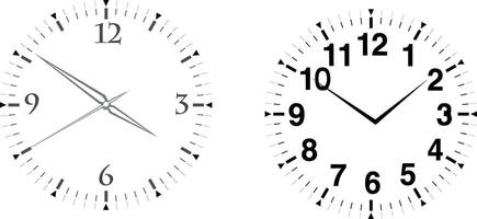 Two clocks are shown on a white background vector
