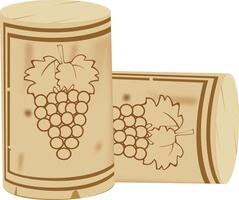 Two wine corks with grapes on them vector