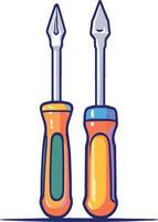 Two screwdrivers with different colors and handles vector