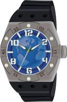 A watch with a blue dial and a world map vector