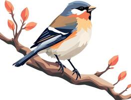 A cartoon bird sitting on a branch vector