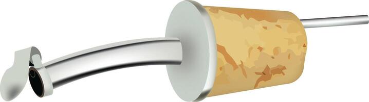A metal pipe with a wooden handle and a wooden handle vector