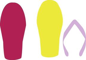 Three different colored flip flops are shown vector