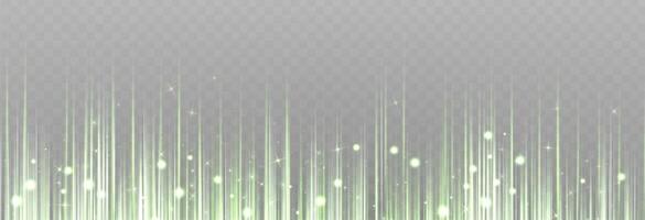 Vertical green horizontal lines. Speed rays, velocity light neon flow, motion effect, colorful light trails, stripes vector