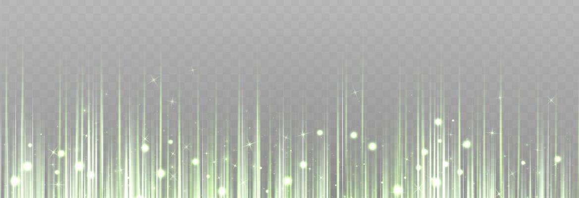 Vertical green horizontal lines. Speed rays, velocity light neon flow, motion effect, colorful light trails, stripes