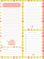 a set of templates for recording shopping lists and notes on a delicate checkered background vector