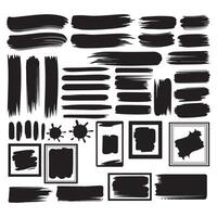 Brush strokes, brushes, lines, frames, box, grungy. Grungy brushes set collection 20.eps vector