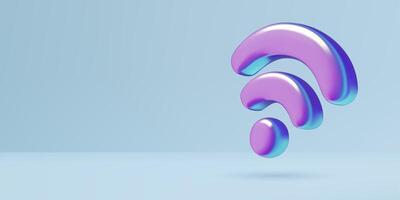 Wi Fi background 3d illustration with purple holographic wireless internet connection symbol vector