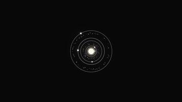 simple 2d animation of planet rotation. outer space, galaxy, stars and planets rotating. bright light video