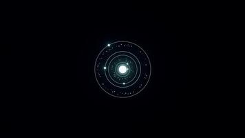 simple 2d animation of planet rotation. outer space, galaxy, stars and planets rotating. blue light video