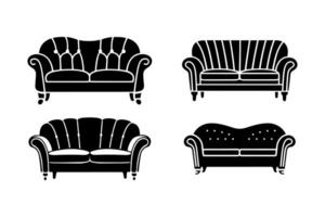 Four Classic Chesterfield Sofas in a Simple Design vector