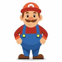 cartoon plumber in uniform . profession plumber. Isolated on white background.Front view . vector