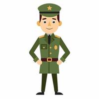 Cartoon military man in uniform . Profession military man. Isolated on white background.Front view vector