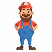 Cartoon plumber in uniform . Profession plumber. Isolated on white background.Front view vector