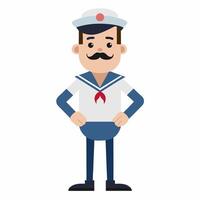 cartoon sailor in uniform. sailor profession . Isolated on white background. vector