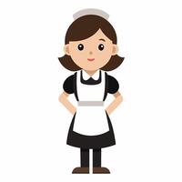 Cartoon housemaid in uniform .Isolated on white background. front view vector